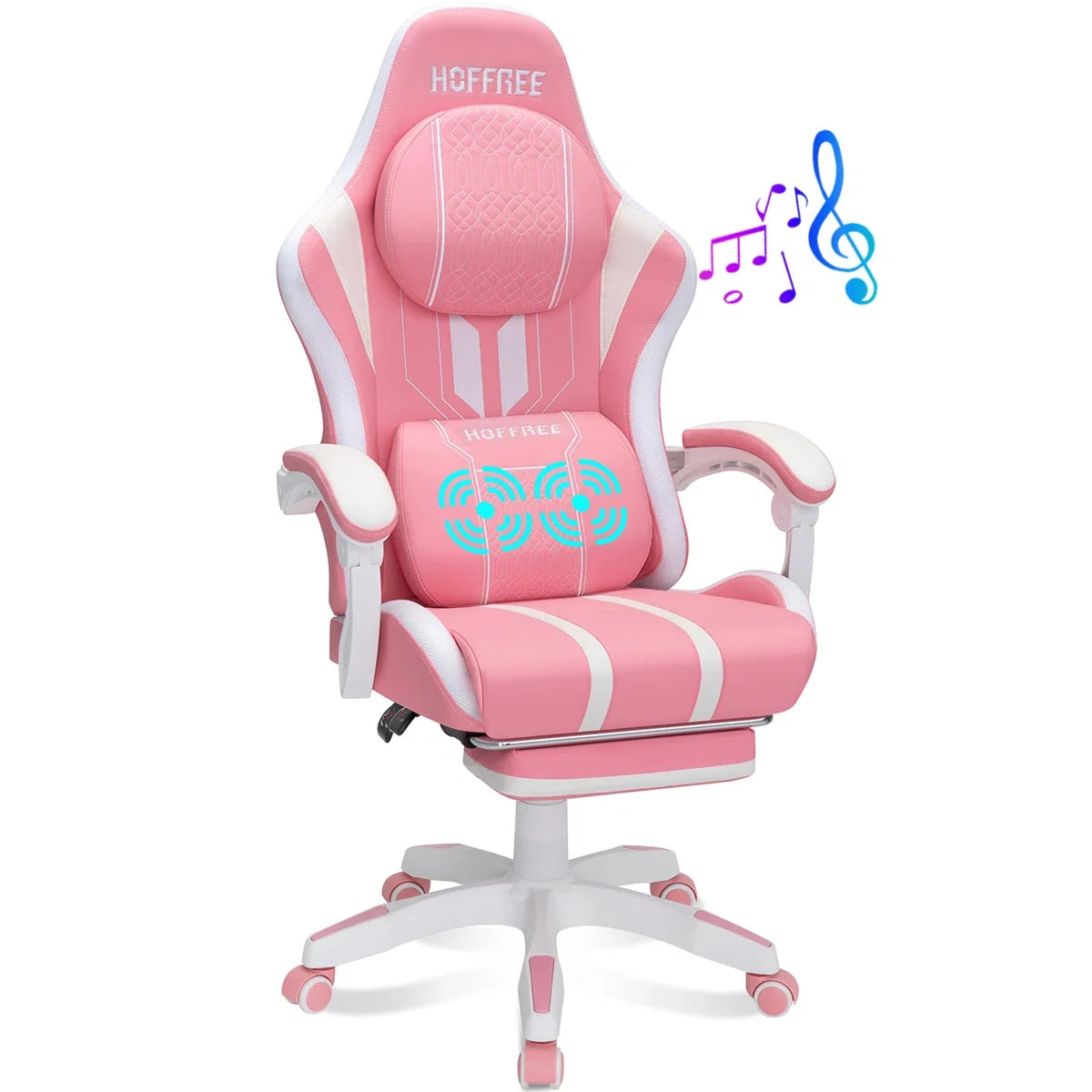 Extra Wide Gaming Chair Ergonomic Gaming Chair with Bluetooth Speakers Massage Lumbar