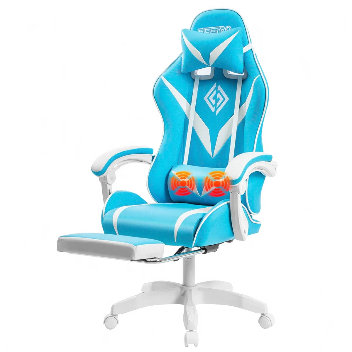 Adjustable Reclining Ergonomic Swiveling PC & Racing Game Chair with Footrest