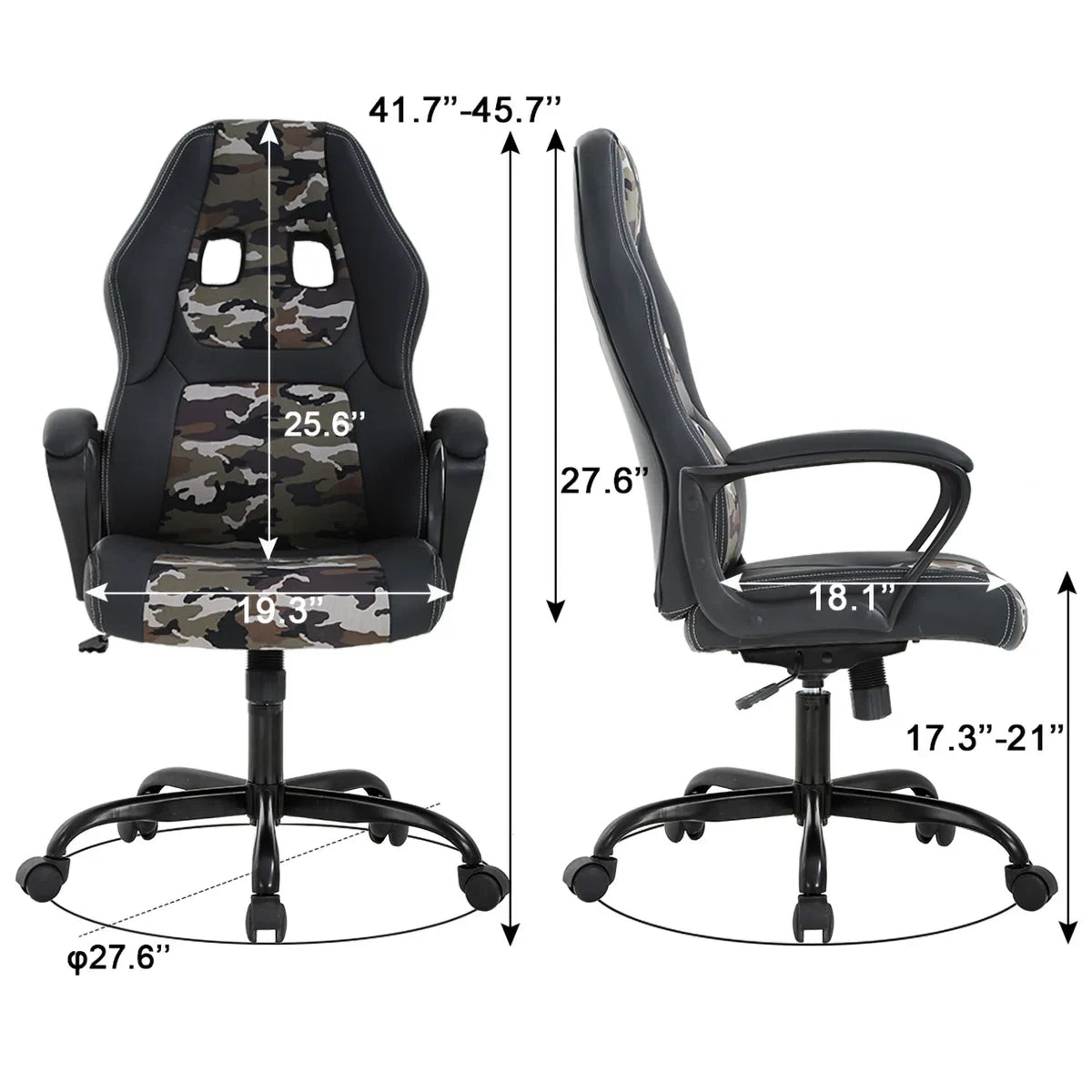 Adjustable Reclining Ergonomic Faux Leather Swiveling PC & Racing Game Chair