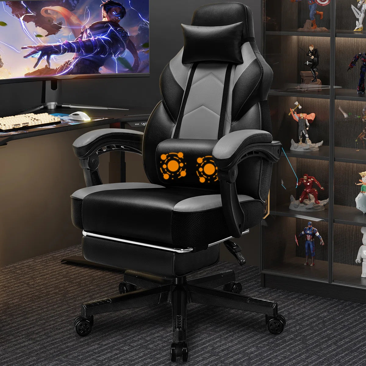Gaming Chair with Footrest Lumbar Support