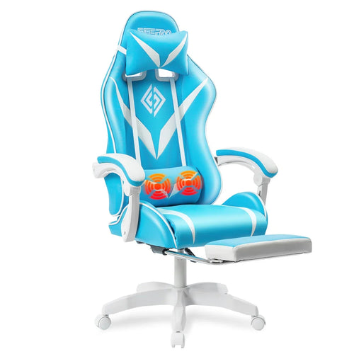 Adjustable Reclining Ergonomic Swiveling PC & Racing Game Chair with Footrest