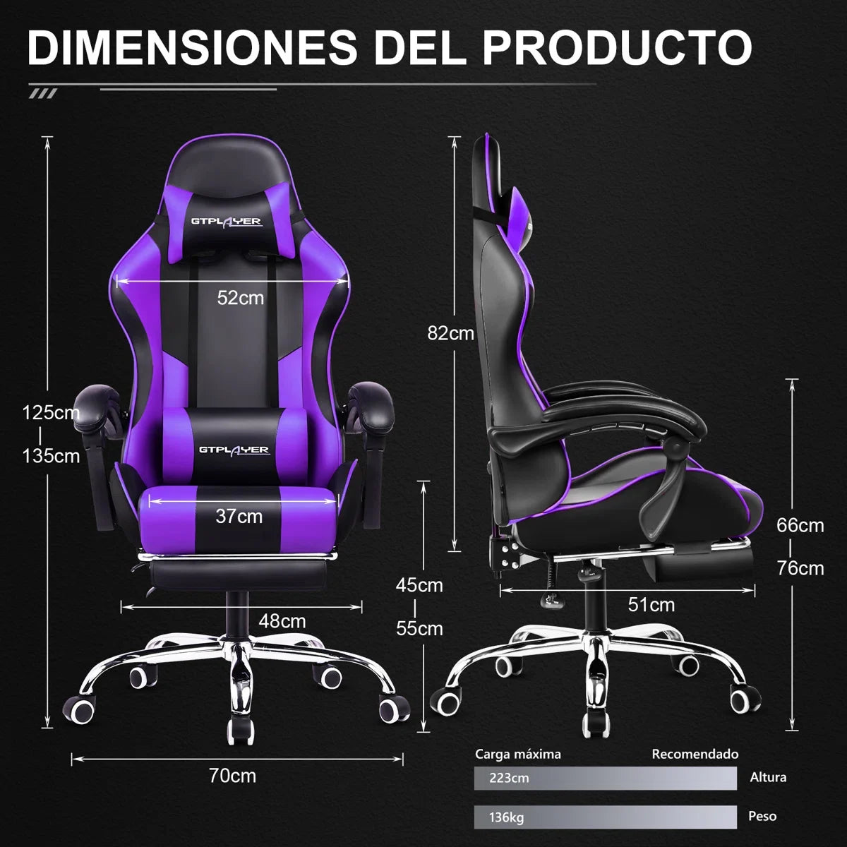 Adjustable Reclining Ergonomic Faux Leather Swiveling PC & Racing Game Chair with Footrest