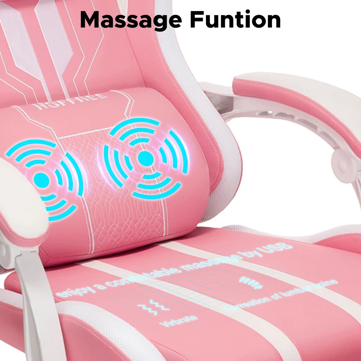 Extra Wide Gaming Chair Ergonomic Gaming Chair with Bluetooth Speakers Massage Lumbar