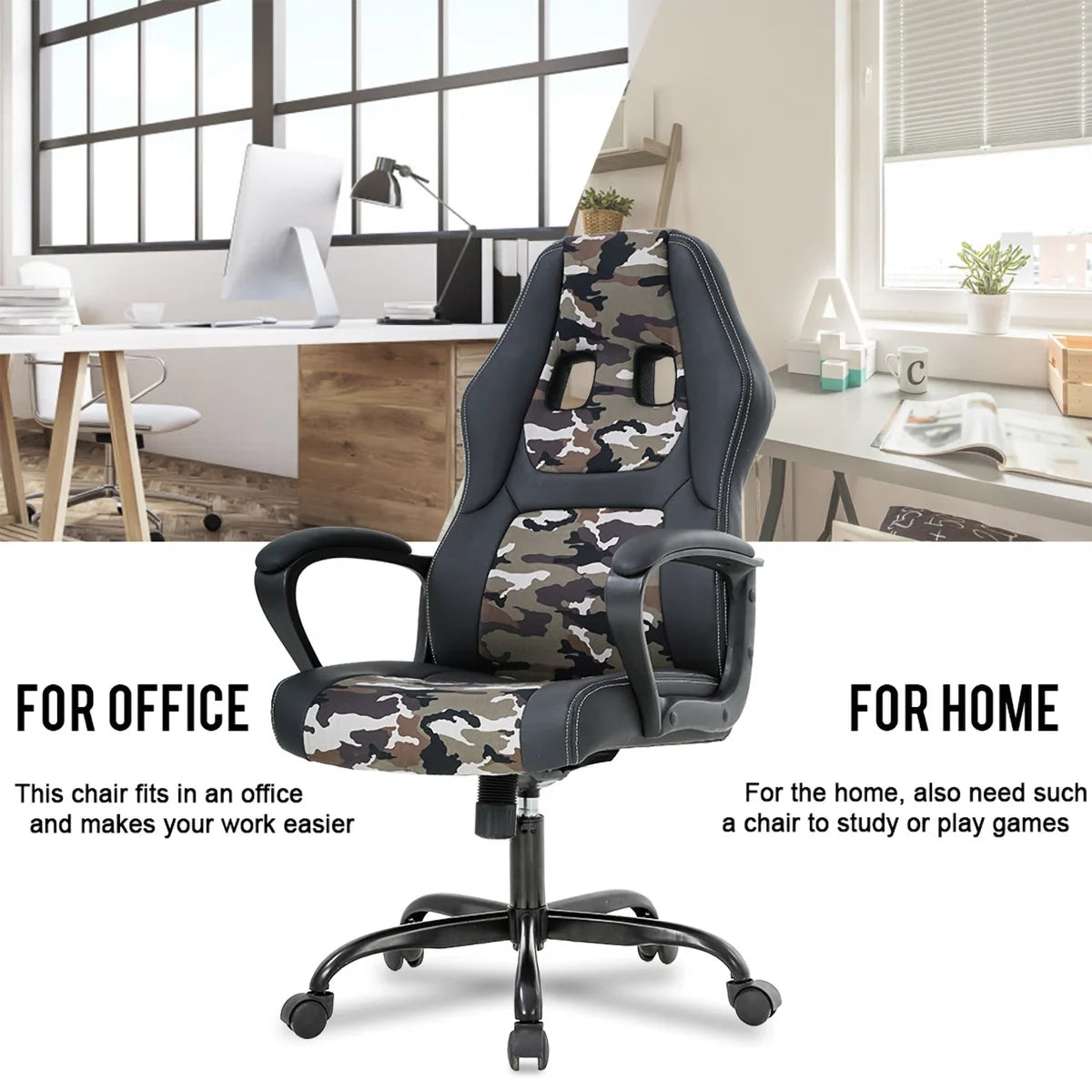 Adjustable Reclining Ergonomic Faux Leather Swiveling PC & Racing Game Chair