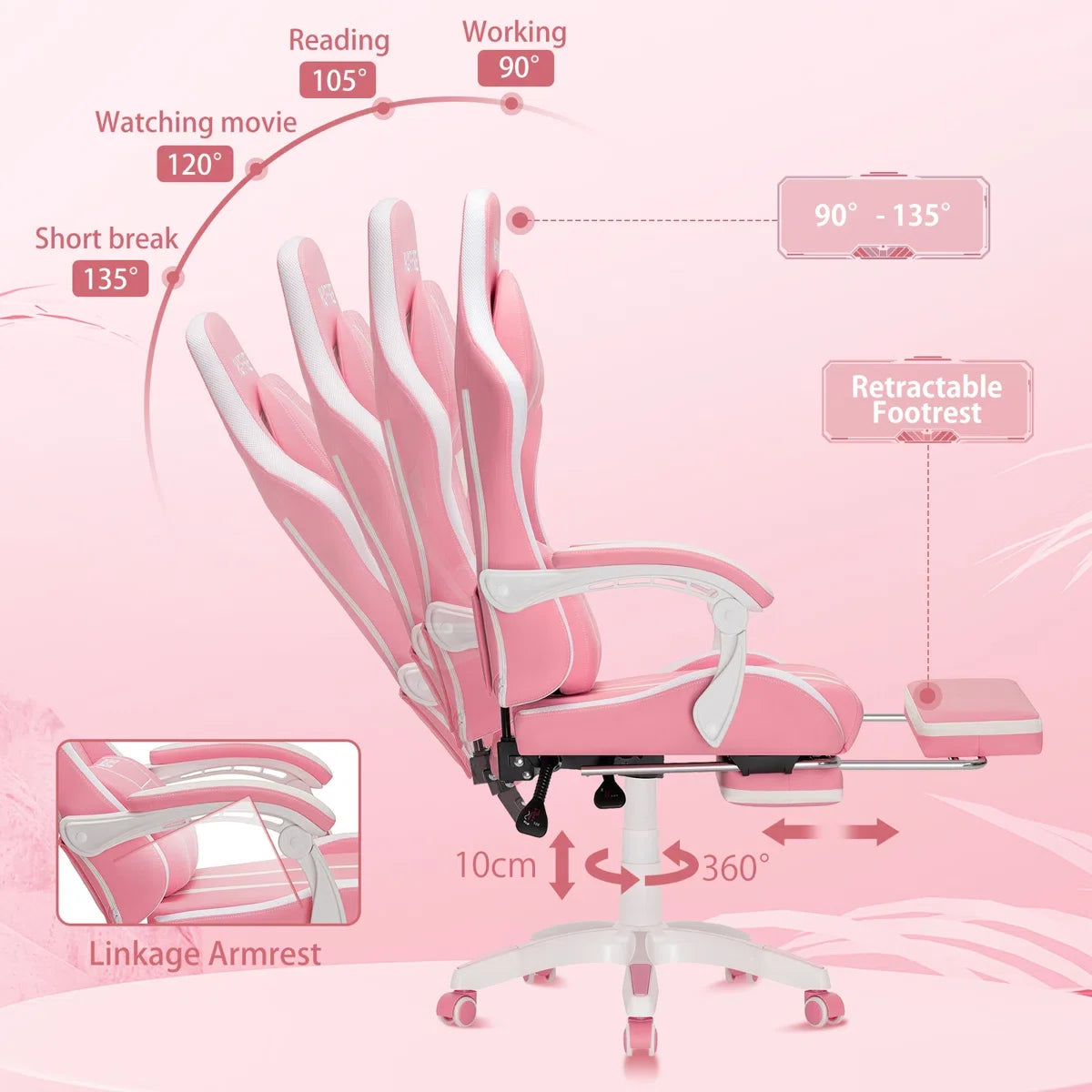 Extra Wide Gaming Chair Ergonomic Gaming Chair with Bluetooth Speakers Massage Lumbar