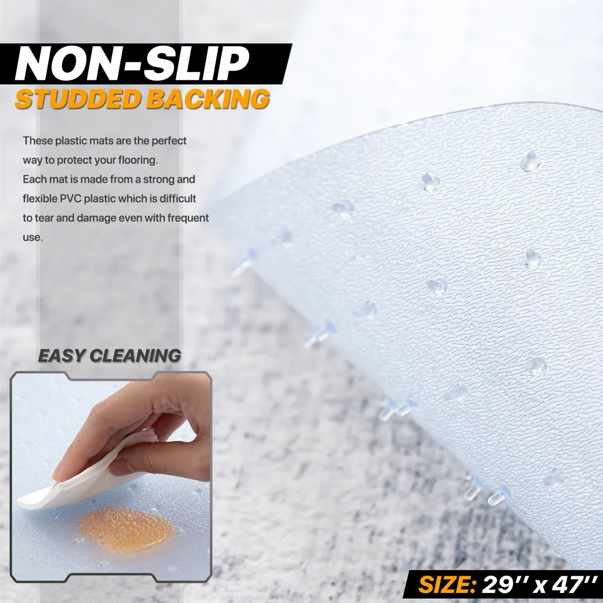 Faux Leather Chair with Floor Protector Mat Set, PU Computer Gaming Racer Seat with Flip-Up Handrail