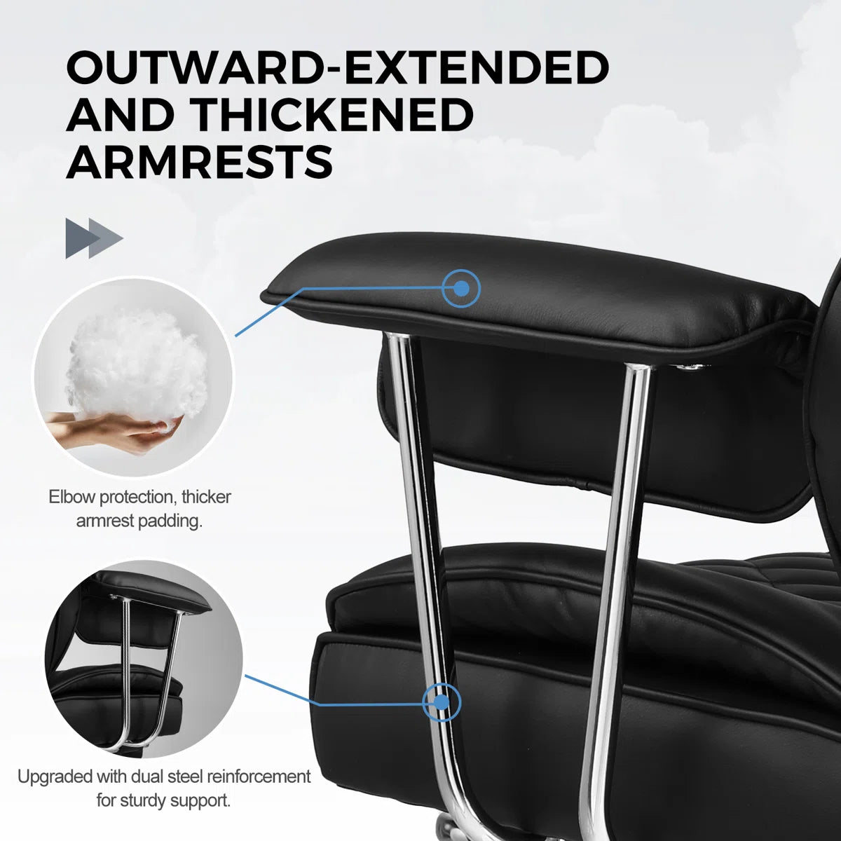 Big And Tall Gaming Chair With Pocket Spring Lumbar Support, Ergonomic Office Chair With Footrest, Executive Desk Chair With Outward Fixed Soft Armrests, Computer Chair With High Back