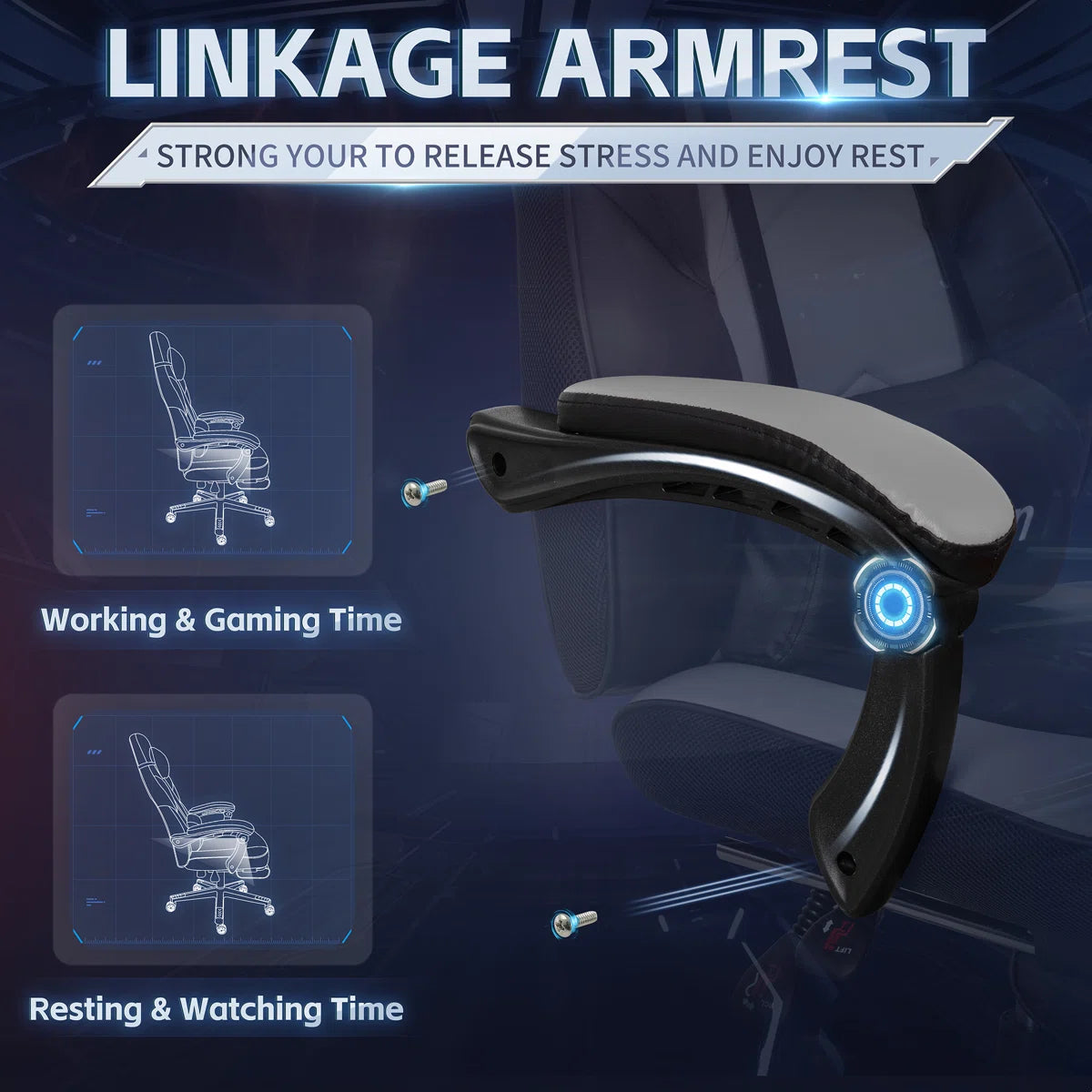 Gaming Chair with Footrest Lumbar Support