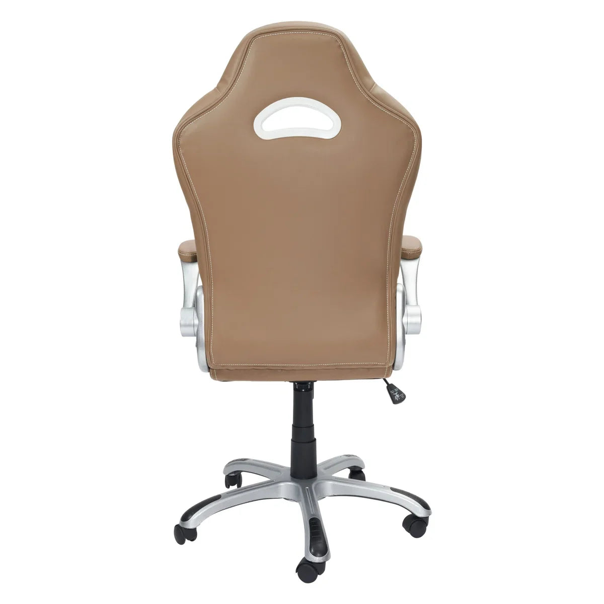 Brumley Adjustable Reclining Ergonomic Faux Leather Swiveling PC & Racing Game Chair in Beige/White