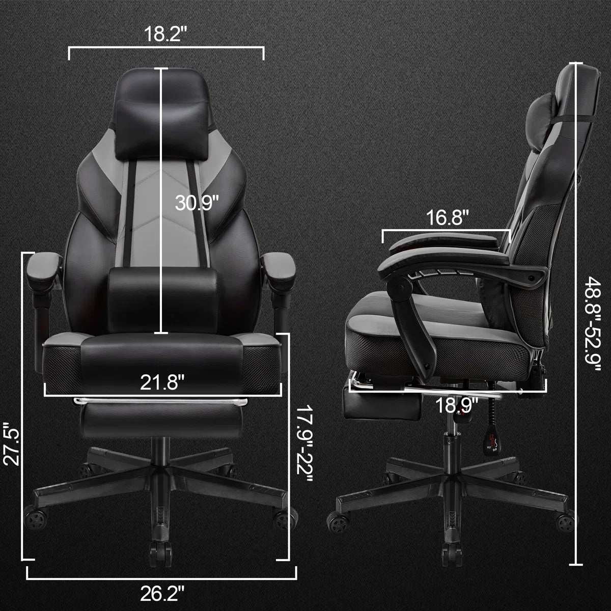 Gaming Chair with Footrest Lumbar Support